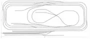 A line drawing of a long line with curves