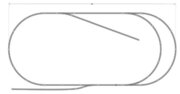 A drawing of a long rectangular object with two lines drawn on it.