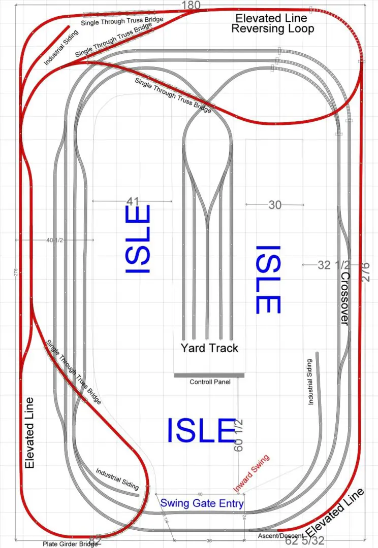A diagram of the track for an island.