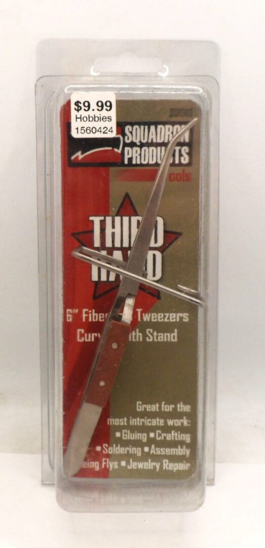 Squadron Tools The Third Hand 6" Fibergrip Tweezers Curved with Stand